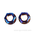 burnt blue color Titanium flange nut motorcycle nuts